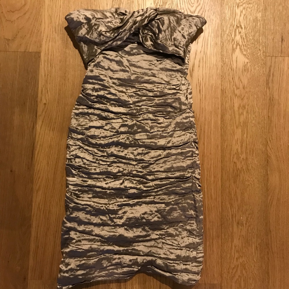 Nicole Miller strapless metallic dress